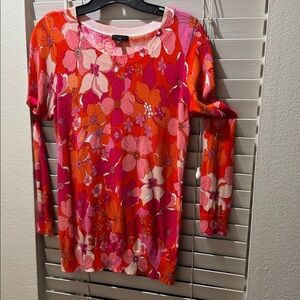 Talbots Pink and Orange Floral Sweater size P